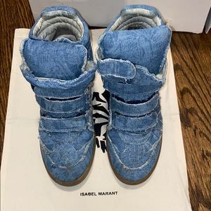 Denim jeans wedge sneakers 100% Authentic